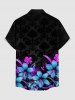 Plus Size Flower Leaf Print Hawaii Button Pocket Shirt For Men -  