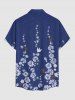 Flower Print Hawaii Button Pocket Shirt For Men - Bleu 4XL