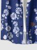 Flower Print Hawaii Button Pocket Shirt For Men - Bleu 4XL
