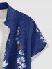 Flower Print Hawaii Button Pocket Shirt For Men - Bleu 4XL
