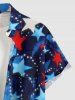 Patriotic American Flag Print Button Pocket Shirt For Men -  