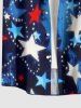 Patriotic American Flag Print Button Pocket Shirt For Men -  