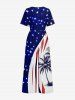 Coconut Tree Curve Patriotic American Flag Print Hawaii Wide Leg Jumpsuit -  