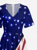Coconut Tree Curve Patriotic American Flag Print Hawaii Wide Leg Jumpsuit -  