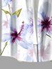 Plus Size Flowers Leaf Print Buttons Pocket Hawaii Shirt For Men - Blanc S