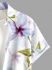 Plus Size Flowers Leaf Print Buttons Pocket Hawaii Shirt For Men - Blanc S