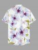 Plus Size Flowers Leaf Print Buttons Pocket Hawaii Shirt For Men - Blanc S