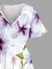 Flowers Leaf Print Split Hawaii Midi Dress -  