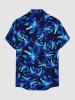 Plus Size Flowers Print Buttons Pocket Hawaii Shirt For Men - Bleu 5XL