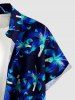 Plus Size Flowers Print Buttons Pocket Hawaii Shirt For Men - Bleu 5XL