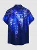 Flowers Leaf Ombre Print Buttons Pocket Hawaii Shirt For Men -  