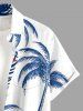 Men's Patriotic American Flag Coconut Tree Colorblock Print Buttons Pocket Shirt -  