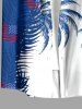 Men's Patriotic American Flag Coconut Tree Colorblock Print Buttons Pocket Shirt -  