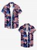 Women Patriotic American Flag Fireworks Print Buttons Pocket Shirt -  