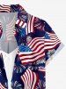 Women Patriotic American Flag Fireworks Print Buttons Pocket Shirt -  