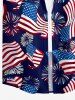 Women Patriotic American Flag Fireworks Print Buttons Pocket Shirt -  