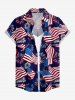 Women Patriotic American Flag Fireworks Print Buttons Pocket Shirt -  