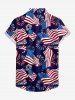 Women Patriotic American Flag Fireworks Print Buttons Pocket Shirt -  