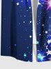 Plus Size Patriotic American Flag Galaxy Print Buttons Pocket Shirt For Men - Bleu profond S
