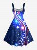 Patriotic American Flag Galaxy Print Tank Dress - Bleu profond 4X