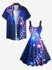 Patriotic American Flag Galaxy Print Tank Dress - Bleu profond 4X