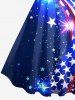 Patriotic American Flag Galaxy Print Tank Dress - Bleu profond 4X