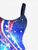 Patriotic American Flag Galaxy Print Tank Dress - Bleu profond 4X