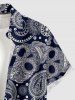 Plus Size Paisley Floral Skull Print Buttons Pocket Hawaii Shirt For Men - Bleu profond 2XL