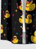 Plus Size Ducks Colorful Star Print Buttons Pocket Hawaii Shirt For Men -  