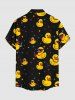Plus Size Ducks Colorful Star Print Buttons Pocket Hawaii Shirt For Men -  
