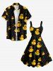Plus Size Ducks Colorful Star Print Hawaii Tank Dress - Noir M