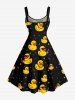 Plus Size Ducks Colorful Star Print Hawaii Tank Dress - Noir M