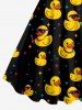 Plus Size Ducks Colorful Star Print Hawaii Tank Dress - Noir M