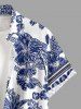 Blue And White Porcelain Pineapple Hibiscus Flower Leaf Print Plus Size Matching Hawaii Beach Outfit For Couples -  
