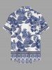 Blue And White Porcelain Pineapple Hibiscus Flower Leaf Print Plus Size Matching Hawaii Beach Outfit For Couples -  