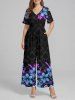 Flower Leaf Print Matching Hawaii Beach Outfit For Couples -  