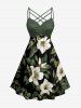 Flowers Leaf Print Plus Size Matching Hawaii Beach Outfit For Couples -  