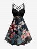 Hibiscus Flowers Leaf Print Plus Size Matching Hawaii Beach Outfit For Couples -  