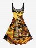 Skull Skeleton Beer Ethnic Print Hawaii Tank Dress - Jaune S