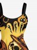 Skull Skeleton Beer Ethnic Print Hawaii Tank Dress - Jaune S