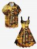 Skull Skeleton Beer Ethnic Print Hawaii Tank Dress - Jaune S