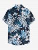 Plus Size Flowers Leaf Print Buttons Pocket Hawaii Shirt For Men -  