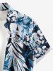 Plus Size Flowers Leaf Print Buttons Pocket Hawaii Shirt For Men -  
