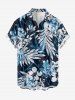 Plus Size Flowers Leaf Print Buttons Pocket Hawaii Shirt For Men -  
