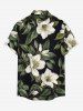 Plus Size Flowers Leaf Print Buttons Pocket Hawaii Shirt For Men -  