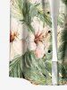 Plus Size Hibiscus Flowers Tropical Leaf Print Buttons Pocket Hawaii Shirt For Men -  