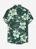 Plus Size Hibiscus Flowers Leaf Print Buttons Pocket Hawaii Shirt For Men -  