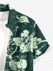 Plus Size Hibiscus Flowers Leaf Print Buttons Pocket Hawaii Shirt For Men -  