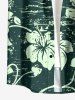 Plus Size Hibiscus Flowers Leaf Print Buttons Pocket Hawaii Shirt For Men -  