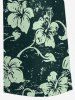 Hibiscus Flowers Leaf Print V Neck Hawaii Wide Leg Jumpsuit -  